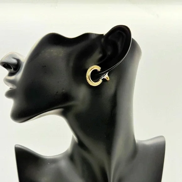 Emberly set of 2 - small gold earrings sets hoops and dangle NEW - Picture 3 of 8